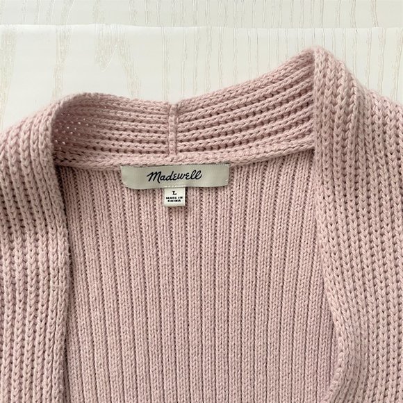 Madewell Women's Nolan Pale Lilac Ribbed Knit Open Front Cardigan - Size L - Picture 7 of 7